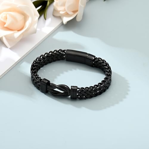 Imrsanl Cremation Jewelry Urn Bracelet for Ashes for Men Stainless Steel Cuban Link Ashes Bracelet Keepsake Memorial Ash Holder - color: Black-24cm/9.44inch
