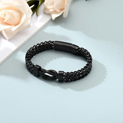 Imrsanl Cremation Jewelry Urn Bracelet for Ashes for Men Stainless Steel Cuban Link Ashes Bracelet Keepsake Memorial Ash Holder - color: Black-24cm/9.44inch