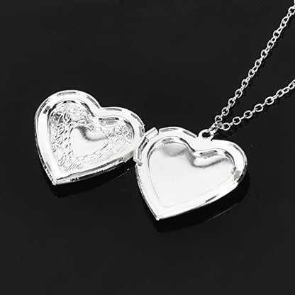 YALLNASL Heart Locket Necklace that Holds Pictures Silver Heart Shaped Locket Necklaces for Women Adults Photo Locket Necklace Lockets for Women Best Friends Gifts