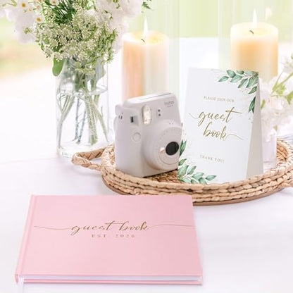 1DOT2 Wedding Guest Book, Personalized 2026 Year, Pink - color: Pink, size: With Year/2026