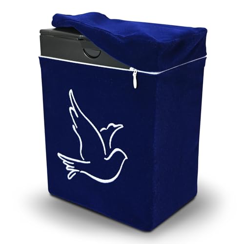 Velvet Urn Bag with TSA Approved Cremation Container | Holds Cremated Ashes of Human Adult | For Use in a Niche or Ground Burial | Fits the Crowne Burial Urn Vault (Navy with Dove) - color: Navy With Dove