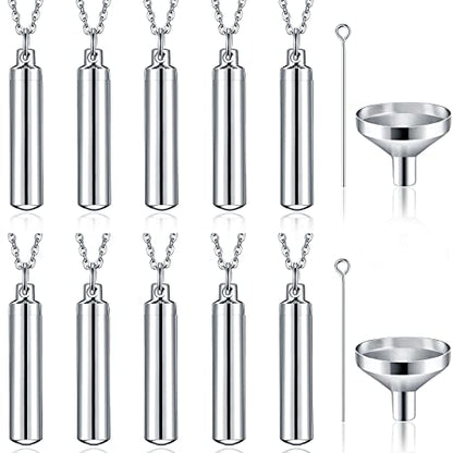Yaomiao 10 Pcs Urn Necklace for Ashes Stainless Steel,Silver - color: Silver
