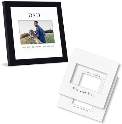 Americanflat Dad Picture Frame - Use as 4x6 Frame with 3 Interchangeable Mats or Display 8x8 Photos without Mat - Signature Collection - Black - size: 8x8, style: Dad Picture Frame