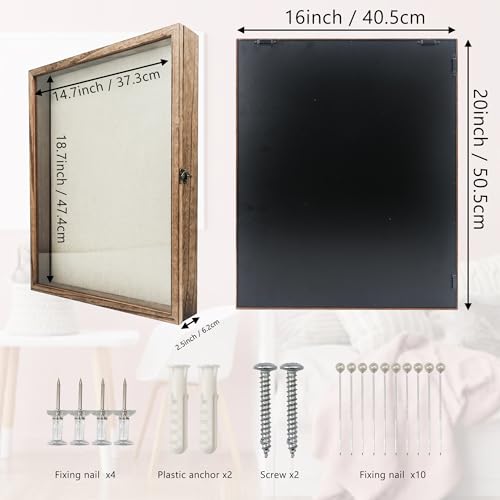 16x20 Shadow Box Frame in Wood Color with Linen Back - color: Wood, size: 16*20