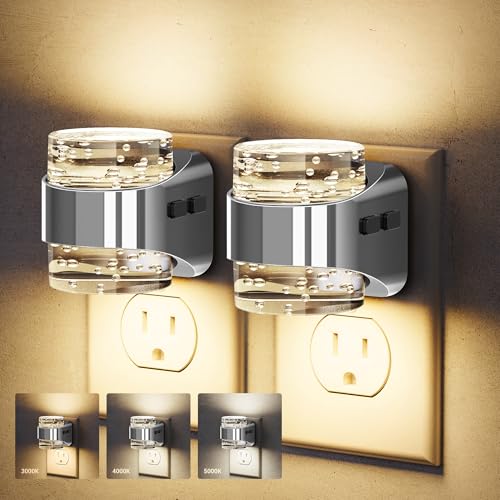 JandCase Night Light Sliver, Bubble Night Lights Plug into Wall Auto, Warm - color: Silver