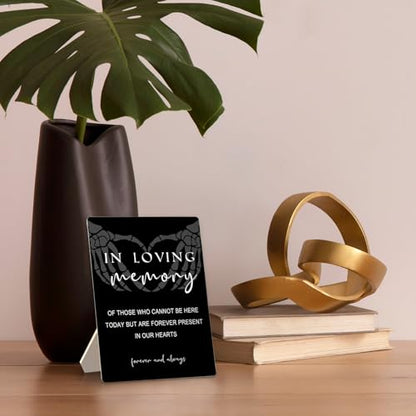 Gothic Wedding Sign, 5x7 inch Wooden Table Sign Stand, Black, In Loving Memory - color: Black 02