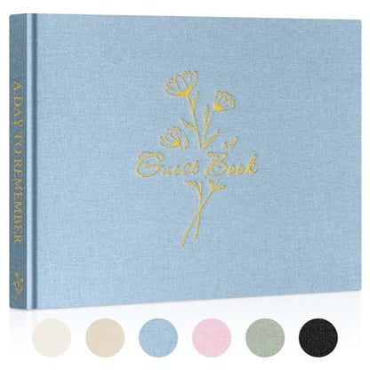 Lanpn Wedding Guest Book with 108 Blank Pages - Elegant Linen Hardcover Guestbook Wedding Reception for Sign in and Photos - Guest Book for Wedding Bridal Shower Baby Shower Party (Blue) - color: Blue