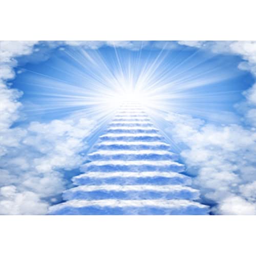 7x5ft Heaven Backdrop - Light Blue Vinyl - Baptism Occasion - No Accessories - Easy to Carry & Foldable - color: Blue02, size: 7x5ft