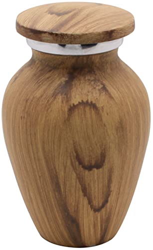 Maple Wood Finish Keepsake Cremation Urn for Ashes - Aluminum Urn with Painted Maple Grain Finish - 3 Cubic Inch Capacity [2.5 tablespoons of cremains] - for The Sharing of Ashes - color: Maple