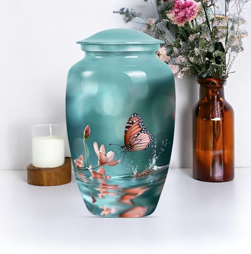 Butterfly Urn for Ashes - Large Adult Urn - 200 lbs Capacity - Polished Multicolor Metal Urn - 10 INCH - size: #1 (Large Size)