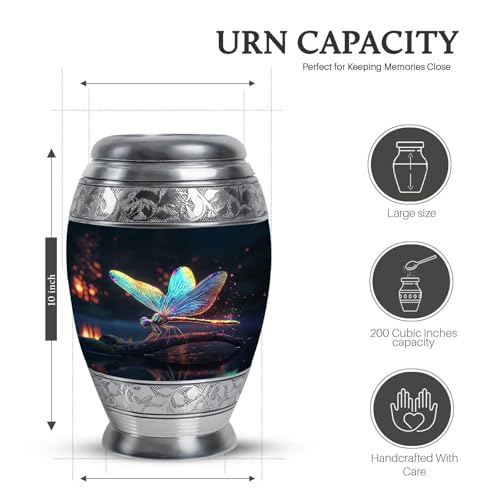 Dragonfly Urn for Ashes, Urn Set, 10 Inch + 4 Black Keepsakes - color: Dragonfly-2, size: 10 Inch Large & 4 Keepsake