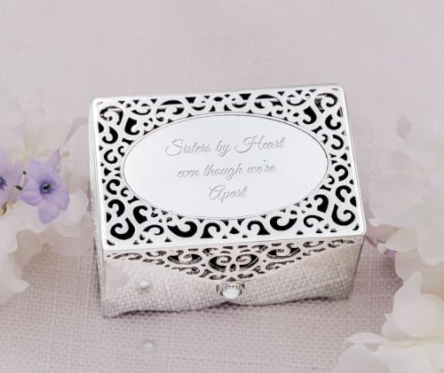 Cherished Moments Personalized Filigree Rectangle Jewelry Box with Message - color: Silver-Custom