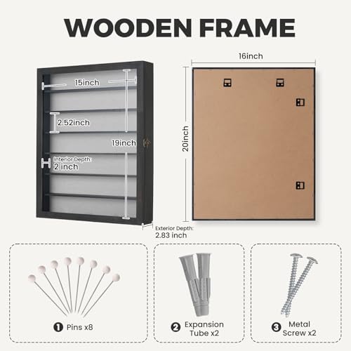 Muzilife 16x20 Shadow Box Wood Picture Frame with Shelves, 2.83 Deep, Black - color: Black, size: 16"x20" with Shlef