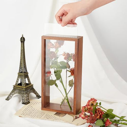 OLYCRAFT 10.2x5x2.4 Inch Rectangle Shadow Box Wood Shadow Box Display Case Shadow Box Frame with Double Sided Clear Acrylic Window for Dried Flowers Leaves Specimen - Walnut Brown - color: Walnut Brown