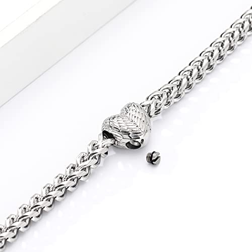 Heart Urn Link Bracelet for Ashes for Women Stainless Steel Cremation Jewelry Adjustable Keepsake Bangle Memorial Gift - color: A