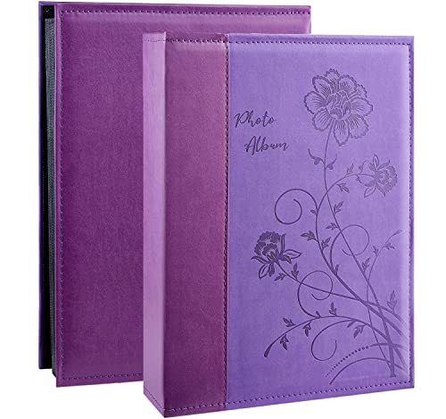 Artmag Photo Album 4x6 300 Photos, Extra Large Capacity Leather Cover Wedding Family Photo Albums Holds 300 Horizontal 4x6 Photos(Purple) - color: Purple, size: 300 Pockets