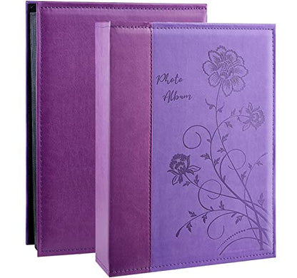 Artmag Photo Album 4x6 300 Photos, Extra Large Capacity Leather Cover Wedding Family Photo Albums Holds 300 Horizontal 4x6 Photos(Purple) - color: Purple, size: 300 Pockets