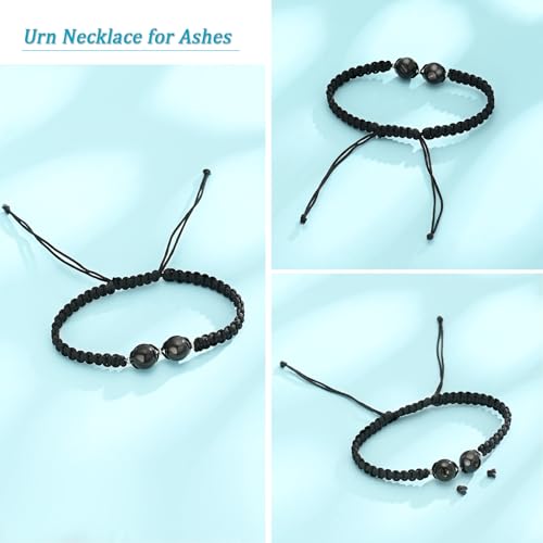 Cremation Jewelry Heart Ball Urn Bracelet for Ashes Adjustable Bangle Rope Braided Bracelet Stainless Steel Memorial Bracelets Keepsake Jewelry Gifts for Women Girls - color: Customize