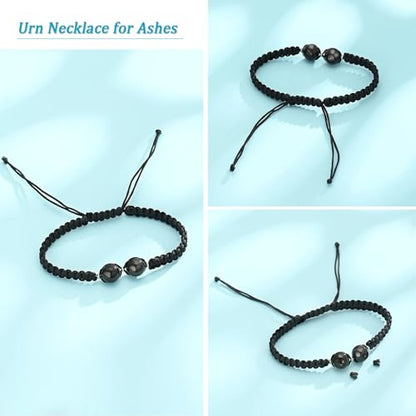 Cremation Jewelry Heart Ball Urn Bracelet for Ashes Adjustable Bangle Rope Braided Bracelet Stainless Steel Memorial Bracelets Keepsake Jewelry Gifts for Women Girls - color: Customize