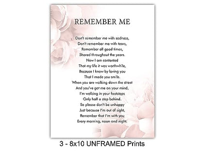 Memorial Gift for Loved Ones - Encouragement Remembrance Gift for Dog, Cat, Pet Owner - Remember Me Wall Art, Sentimental Room Decor, Home Decoration - 8x10 Floral Poster Photo Set UNFRAMED