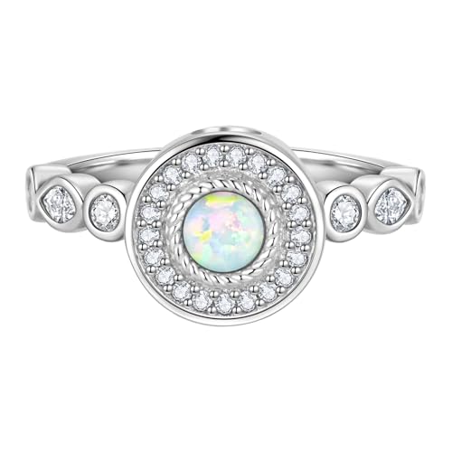 Circle of Life Urn Rings for Ashes for Women Sterling Silver Memorial Keepsake Cremation Jewelry for Ashes of Loved Ones - color: white opal