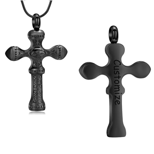 Skull Cross Cremation Jewelry Retro Skull Urn Necklaces for Ashe Stainless Steel Memorial locket Keepsakes Jewelry Human Ash Pendant Jewelry for Men Women - color: Customize