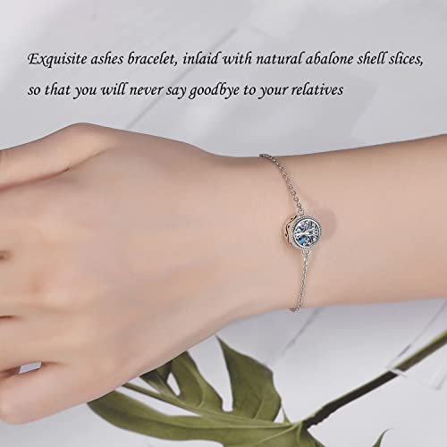 ZOEXUE Infinity/Tree of Life/Rose/Angel Wings/Heart Urn Bracelet for Ashes 925 Sterling Silver Cremation Bracelet for Ashes Keepsake Ashes Urns Jewelry Women Loved Ones - style: Tree of life urn bracelet