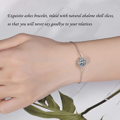 ZOEXUE Infinity/Tree of Life/Rose/Angel Wings/Heart Urn Bracelet for Ashes 925 Sterling Silver Cremation Bracelet for Ashes Keepsake Ashes Urns Jewelry Women Loved Ones - style: Tree of life urn bracelet