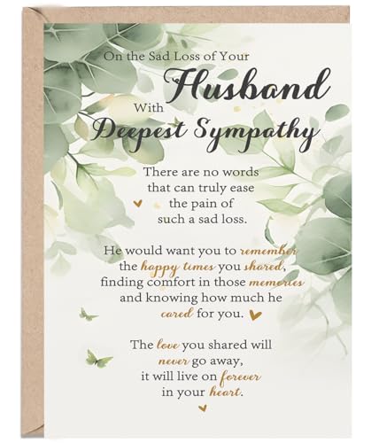 YiKaLus Sympathy Card for the Sad Loss of Husband,Condolence Card | Bereavement Condolence Cards for Women,Thinking of You,Memorial Gift with Deepest Sympathy,Matching Red Envelope 8x5.3 Inch - style: card 471