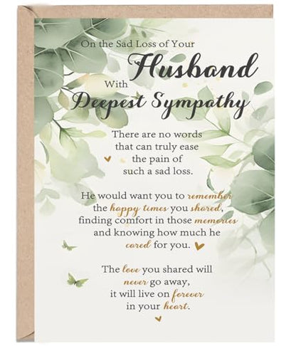 YiKaLus Sympathy Card for the Sad Loss of Husband,Condolence Card | Bereavement Condolence Cards for Women,Thinking of You,Memorial Gift with Deepest Sympathy,Matching Red Envelope 8x5.3 Inch - style: card 471