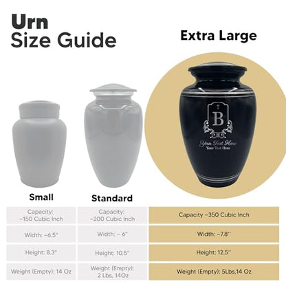 Custom Extra Large Human Cremation Urn Traditional Style Metal Urn For Ashes and Remains- Headstone Shape 2 - Polished Silver Rim - color: Headstone Shape 2, size: Polished Silver Rim