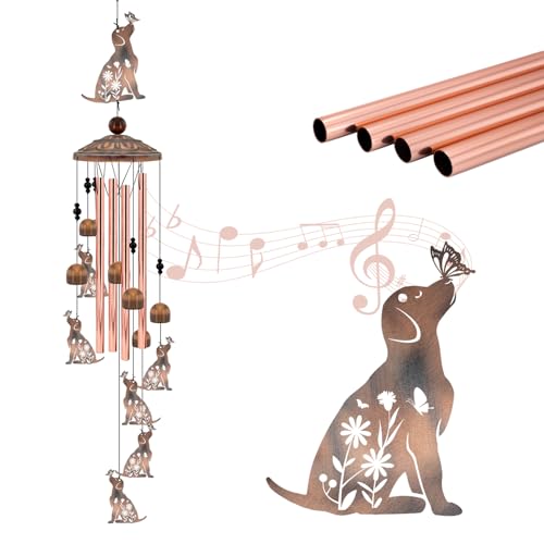 Dog Wind Chimes for Outside, 35‘’ Metal Dog WindChimes | Gifts for Women/Men, Decoration for Outdoor, Home, Garden, Patio, Backyard - size: 35"-Dog