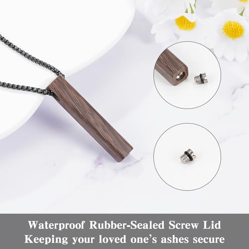 abooxiu Urn Necklace for Human Ashes Cremation Jewelry for Ashes Stainless Steel Keepsake Ashes Necklace Memorial Urn Jewelry Pendant for Women Men - Forever in my heart - style: Wood Texture Finish