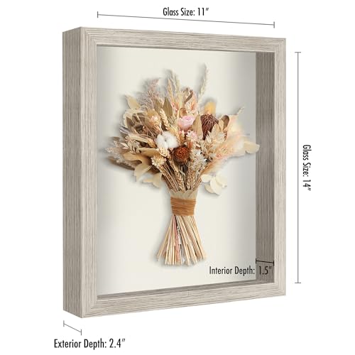 Americanflat 11x14 Shadow Box Frame with Shatter-Resistant Glass - Silhouette Collection - Large Shadow Box Display Case for Tabletop and Wall Display - Driftwood with Soft Felt Back - color: Driftwood, size: 11x14