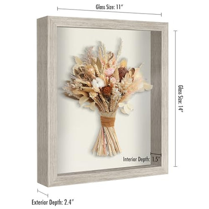 Americanflat 11x14 Shadow Box Frame with Shatter-Resistant Glass - Silhouette Collection - Large Shadow Box Display Case for Tabletop and Wall Display - Driftwood with Soft Felt Back - color: Driftwood, size: 11x14