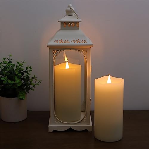 TECHLONG Flameless Candles with Remote Timer, 3D Moving Flickering Flame Battery Operated Candles Lasting 1000+ Hours, 6" x 3" Ivory Real Wax Electric LED Pillar Candles, Set of 2 - color: Style A, size: 3" x 6"-2 Pack
