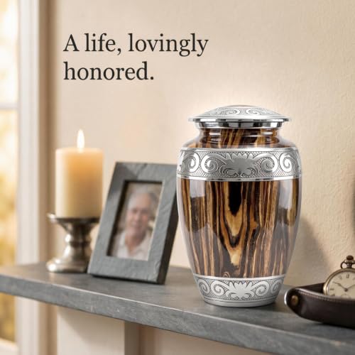 Urns for Human Ashes Adult Man – Cremation Urn for Ashes Adult Male, Large 200 Cu in Funeral Urn – Premium Memorial Urn to Lovingly Honor a Life & Legacy (Espresso Wood)