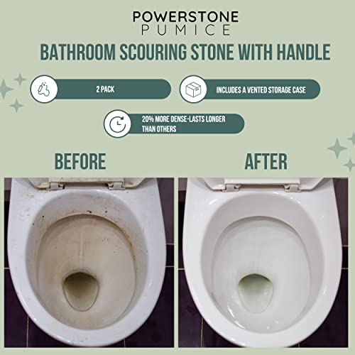 Powerstone Pumice Stone Toilet Bowl Cleaner with Handle (2-pack) - A Solution for Hard Water Stains on Toilets, Grills, Tiles, Grout & Pools - size: Pack of 2