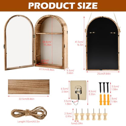 Arch Shadow Box Frame 10x16 Inch, Large Display Case with Linen Back and Removable Shelves, Memory Box for Wedding Bouquet, Medals, Photos, Awards & Keepsakes