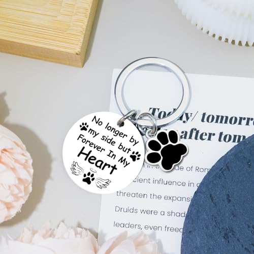 Dog Memorial Gifts for Loss of Dog Keychain Pet Memorial Gifts for Dogs | Pet Loss Sympathy Gift Dogs Passing Away Remembrance Gift - No Longer by My Side Forever in My Heart