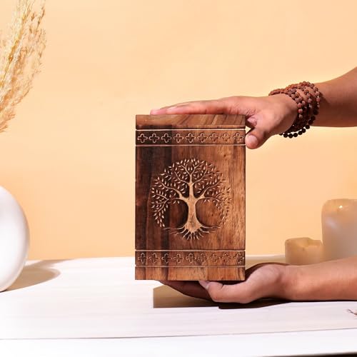 Hashcart Tree of Life Wooden Cremation Urn, Human Ashes 250 Lbs | Solid Wood, Handcarved, Adult Male Female, Mom Dad, Sympathy Gift, Burial Display