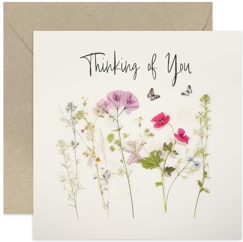Old English Co. Flower Thinking of You Card - Flower Photograph Artwork Greeting Card - Sympathy, Sorry, Condolences, Bereavement Card for Friends Family | Blank Inside
