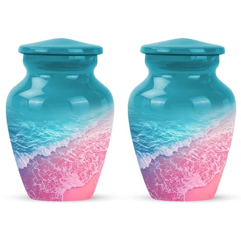 Yatskia Blue and Pink Beach Mini Urns for Human Ashes Adult Mom and Dad, Small Urn for Adult Ashes, (Classic Pack of 2, 3 Inch) - color: #1 Pink, size: 3 Inch Pack of 2