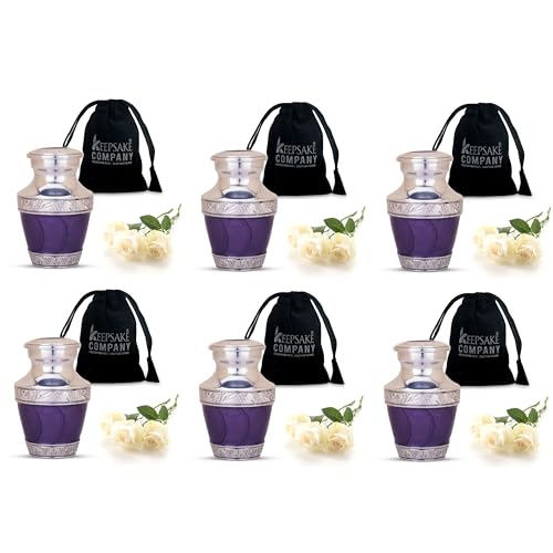 Purple Small Urns for Human Ashes/Mini Urn/Cremation Keepsakes for Ashes/Ash Holders for Human Ashes (Set of Six) from Keepsake Company - color: Purple Enamel