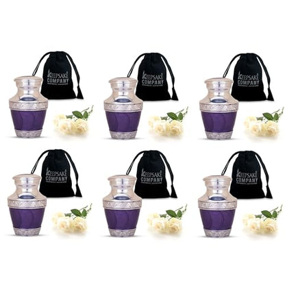 Purple Small Urns for Human Ashes/Mini Urn/Cremation Keepsakes for Ashes/Ash Holders for Human Ashes (Set of Six) from Keepsake Company - color: Purple Enamel