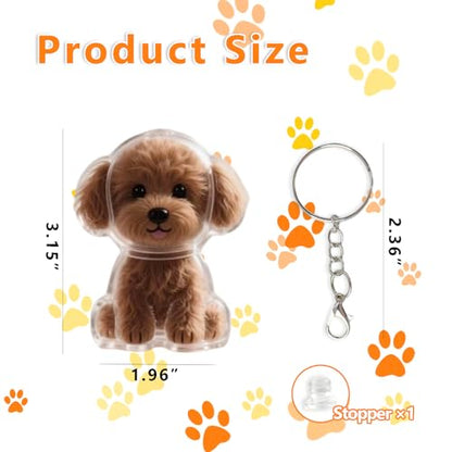 Pet Hair Keepsake Keychain Memorial Charm with Transparent Bottle for Collecting Dog Fur Portable - color: Teddy
