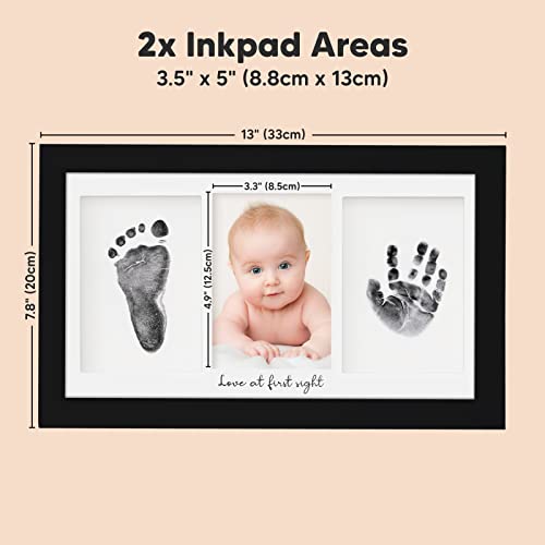 Inkless Hand and Footprint Kit, Boy Girl Newborn Keepsake (Onyx Black) | No Mess Ink Pad for Baby Handprint, Clean Touch Paw Print Kit for Dog Picture Frame, Personalized Baby Christmas Shower Gifts - color: Onyx Black