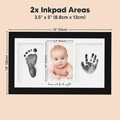 Inkless Hand and Footprint Kit, Boy Girl Newborn Keepsake (Onyx Black) | No Mess Ink Pad for Baby Handprint, Clean Touch Paw Print Kit for Dog Picture Frame, Personalized Baby Christmas Shower Gifts - color: Onyx Black
