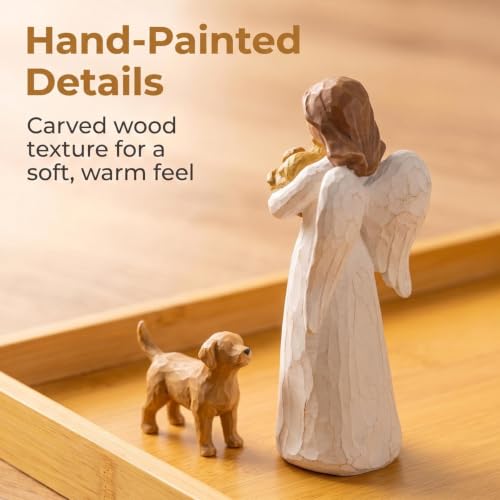 Pet Angel Figurine, Resin Angel Statue for Dog Pet Lovers | Angel embracing beloved pet, heartfelt gift for dog lovers, pet lovers and anyone who treasures faithful companionship - color: Pet