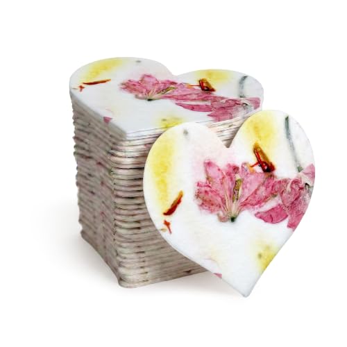 50 Small (1.75" hx1.5 w) Pink & Yellow Heart Gift Wrap Tags | Writable & Plantable Gift Tags Seed Paper, Mom's Gift for Birthday, Use for Wedding, Baby Shower, Party Favors, & DIY Crafts - color: Pink & Yellow Heart, size: Small